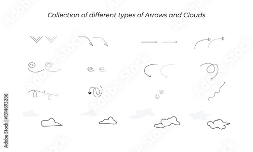 Vector illustration of arrows and clouds
