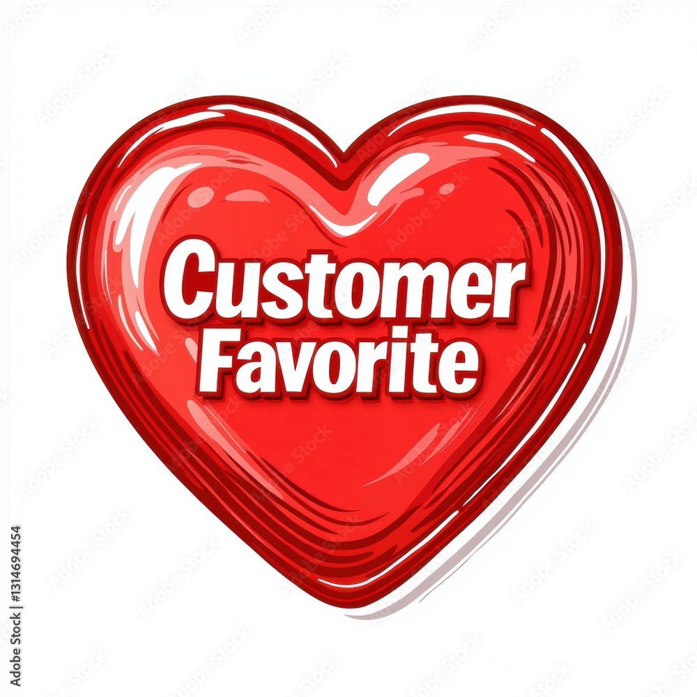 Red Heart Badge with Customer Favorite Text for Promotional Use in Marketing and Advertising Campaigns Red Heart Badge with Customer Favorite Text for Promotional Use in Marketing and Advertising Campaigns