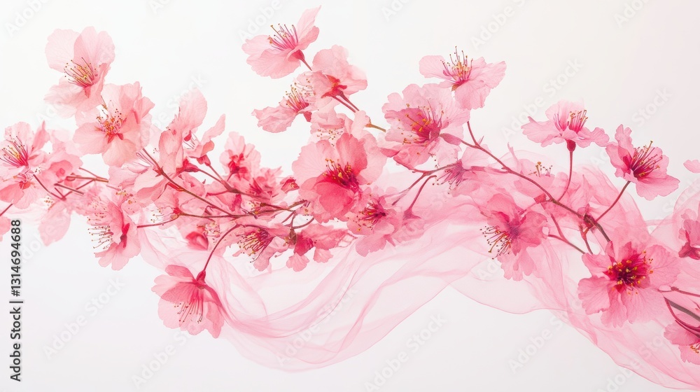 Fototapeta premium Beautiful cherry blossom tree branch with blooming flower.
