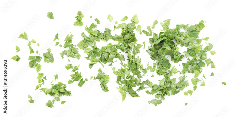Fresh green parsley leaves on white background Fresh green parsley leaves on white background