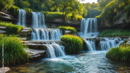Krka waterfalls. Natural scenery.
