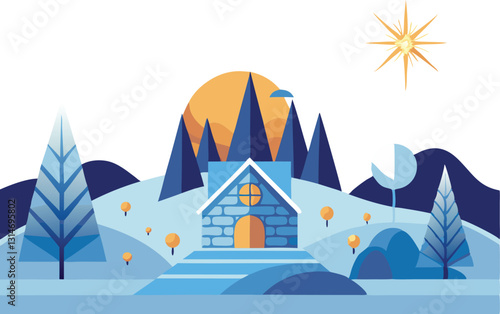 Winter solstice vector artwork illustration