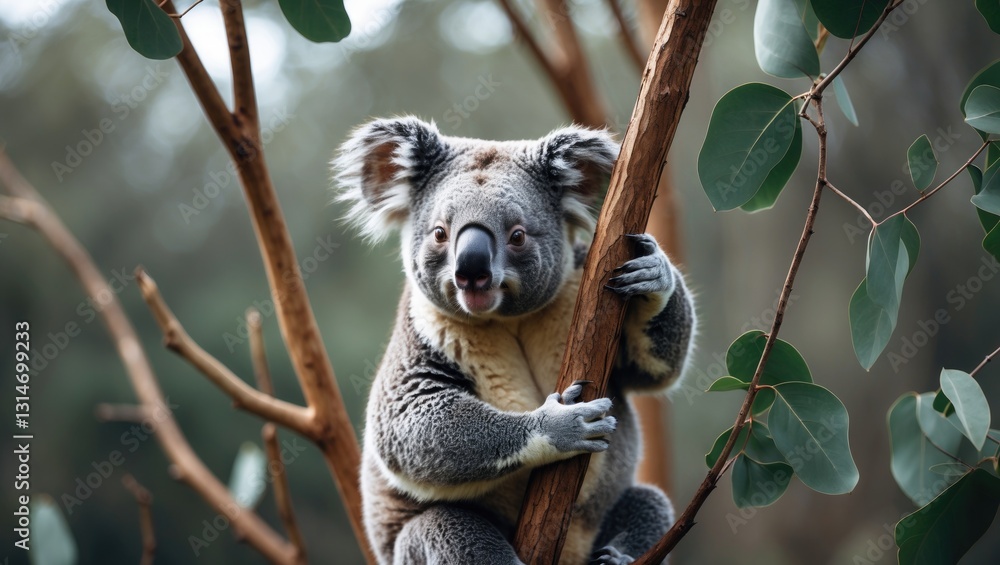 Fototapeta premium Koala residing in eucalyptus
