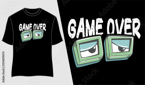 game over typography design vector for print t shirt