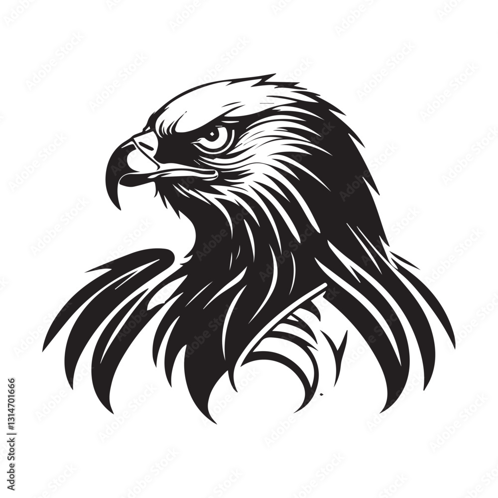 Fototapeta premium Powerful Black and White Eagle Head illustration