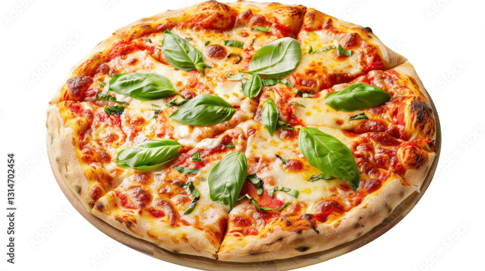 Delicious pizza margherita with tomato, mozzarella and basil on transparent background Delicious pizza margherita with tomato, mozzarella and basil on transparent background