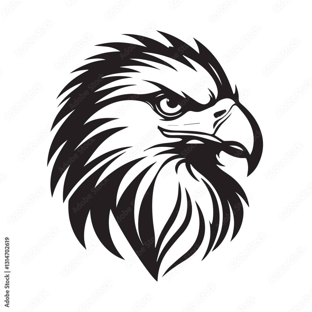 Fototapeta premium Powerful Black and White Eagle Head illustration