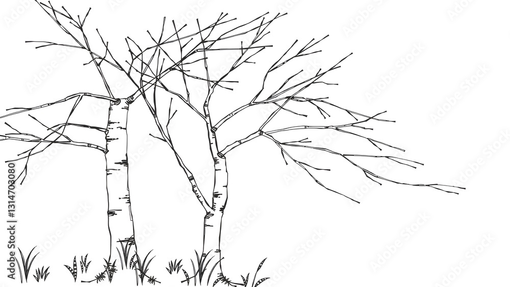 Fototapeta premium Old perishing tree isolated on white background