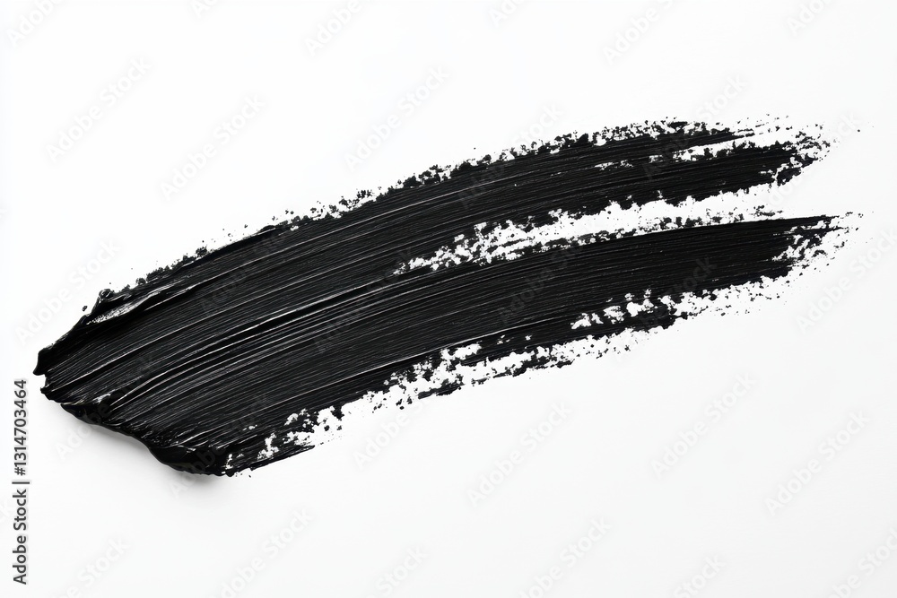 Fototapeta premium Abstract black cosmetic smear on clean white backdrop for beauty product photography and design projects