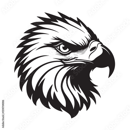 Powerful Black and White Eagle Head illustration
