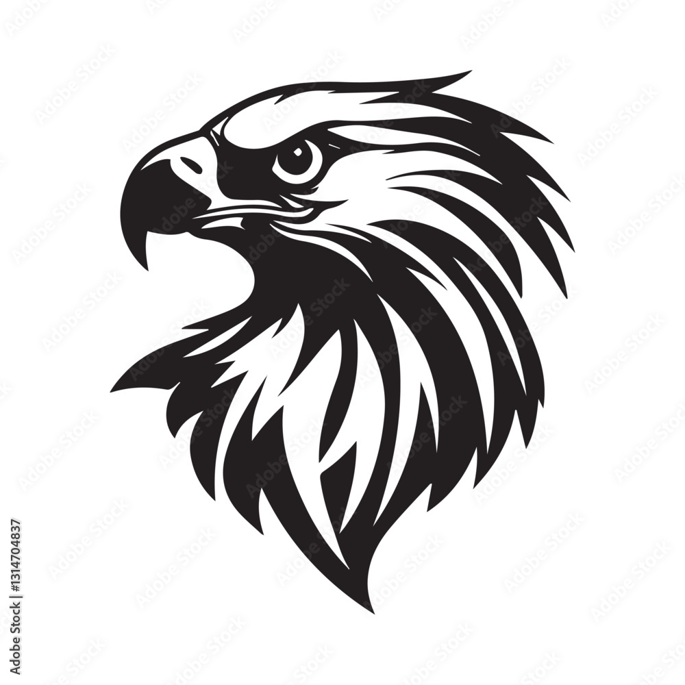 Obraz premium Powerful Black and White Eagle Head illustration