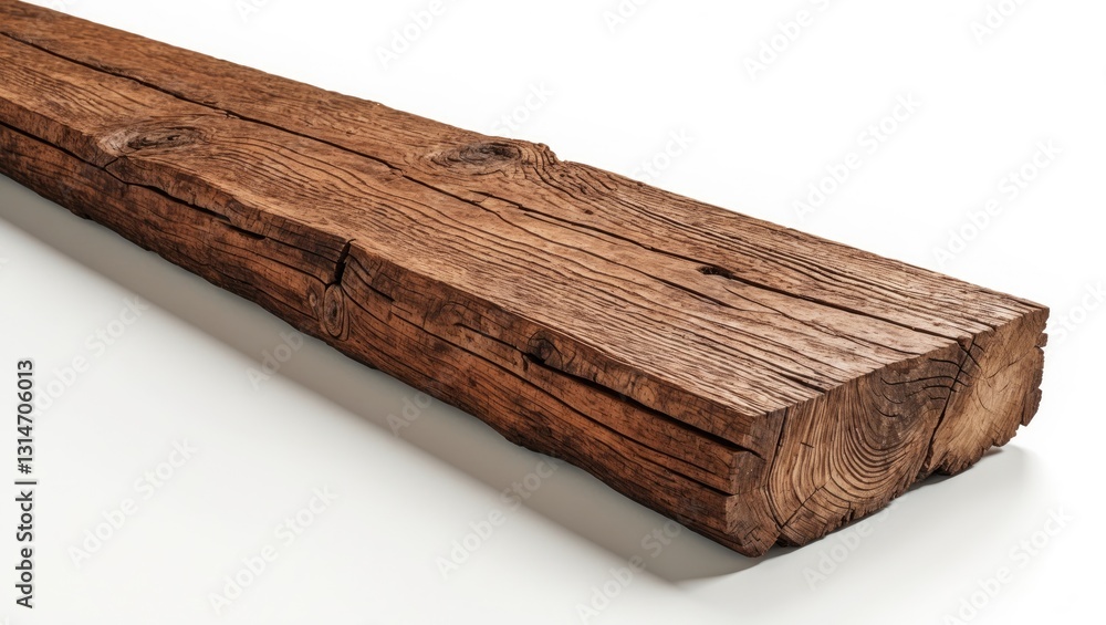 Fototapeta premium Isolated antique wood planks. Wooden beams. Sawn timber.