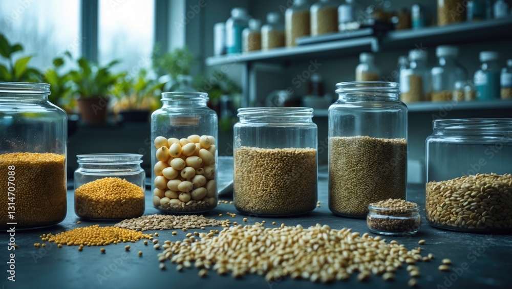 Selective and genetic research involving seeds and grains in a laboratory. Selective and genetic research involving seeds and grains in a laboratory.