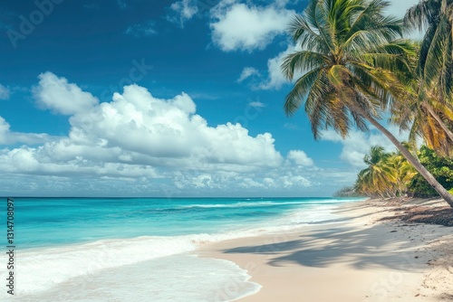 Wallpaper Mural Stunning Tropical Beach Scene with Palm Trees and Turquoise Water Torontodigital.ca