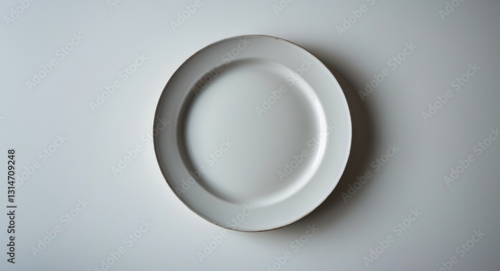 Round white plate on a plain background, isolated. Round white plate on a plain background, isolated.