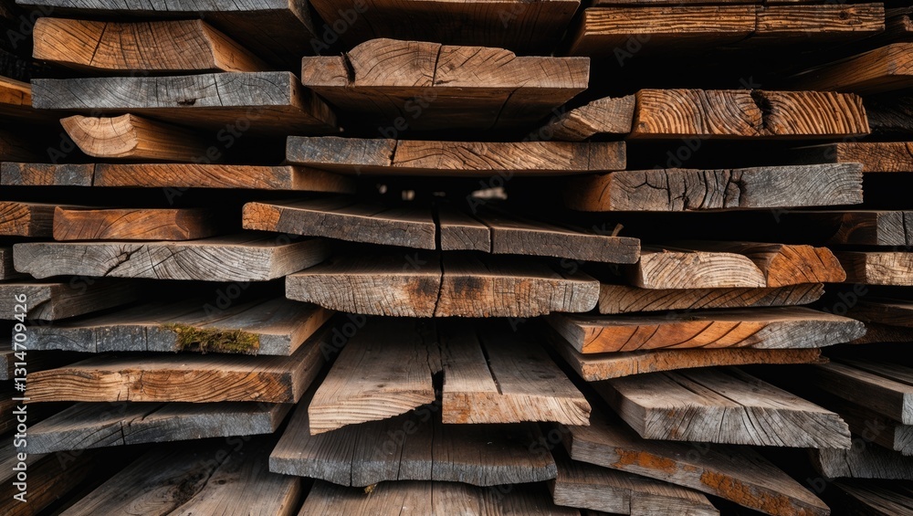 Industrial oiled wood beams arranged in rows. Wooden linings and liners. Industrial oiled wood beams arranged in rows. Wooden linings and liners.