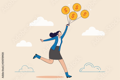 Bitcoin market risk, volatility and danger crypto currency price, challenge to success in bitcoin investment concept, smart businesswoman performing plates spinning with shiny bitcoin physical coins.