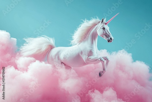The unicorn is said to ride on a pink cotton cloud.