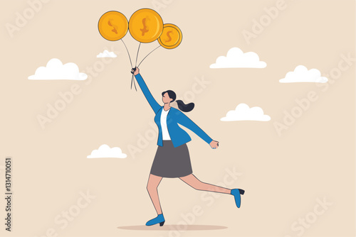 Bitcoin market risk, volatility and danger crypto currency price, challenge to success in bitcoin investment concept, smart businesswoman performing plates spinning with shiny bitcoin physical coins.
