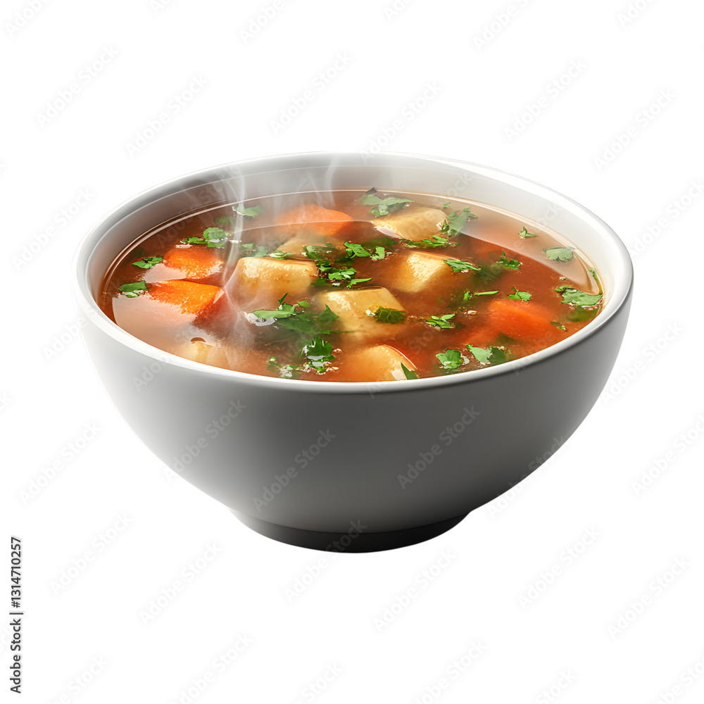 A Fluffy 3D Cartoon Bowl of Steaming Soup with Glowing Spoon Isolated on Transparent Background A Fluffy 3D Cartoon Bowl of Steaming Soup with Glowing Spoon Isolated on Transparent Background
