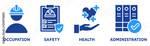 Icon Set of osha web vector illustration concept with icons of occupational, safety, health, administration 
