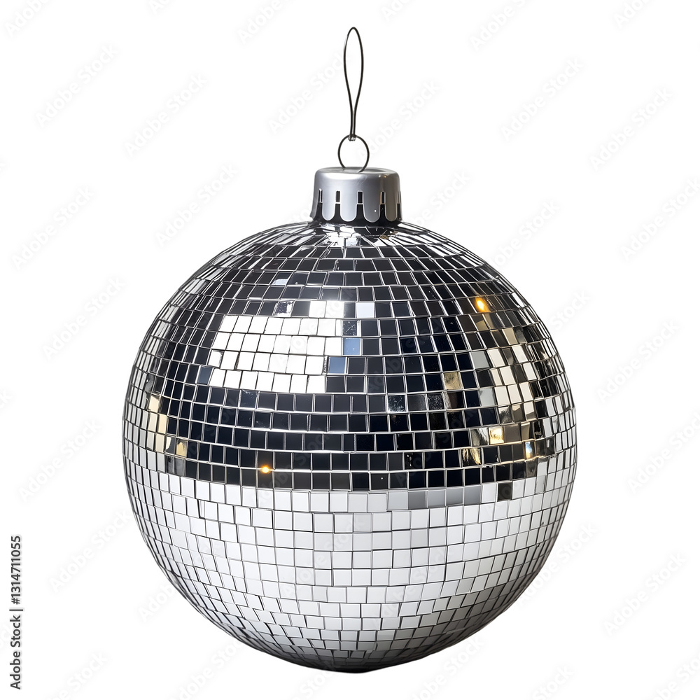 Obraz premium Reflective disco ball with shimmering tiles on transparent background
