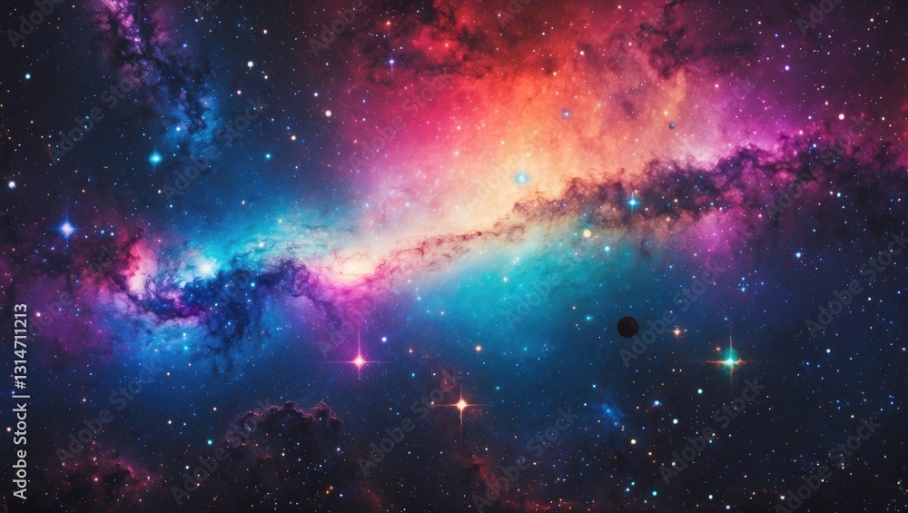 Naklejka premium Background of a galaxy displayed in multiple colors.