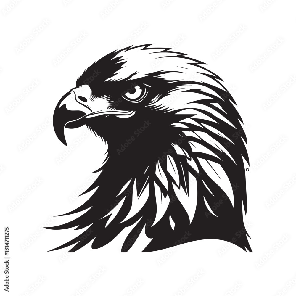 Obraz premium Powerful Black and White Eagle Head illustration