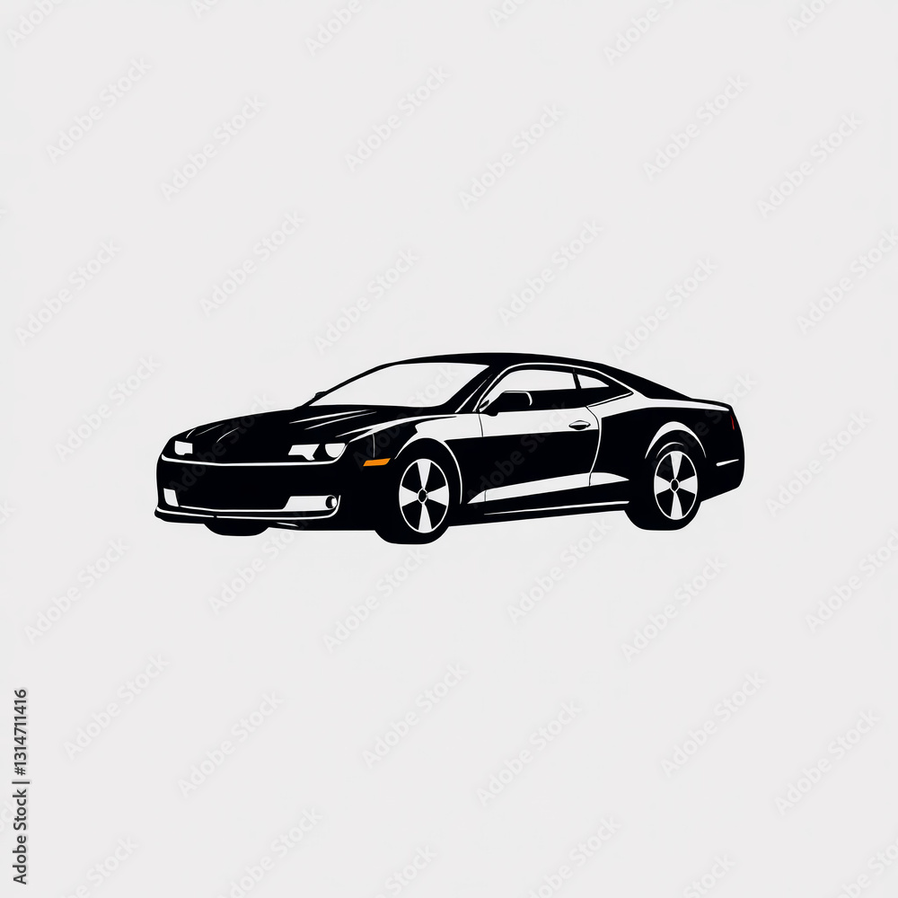 Fototapeta premium Black Coupe Car Side View Illustration