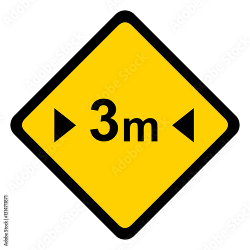 three metres three meters width rhomb warning flat.eps