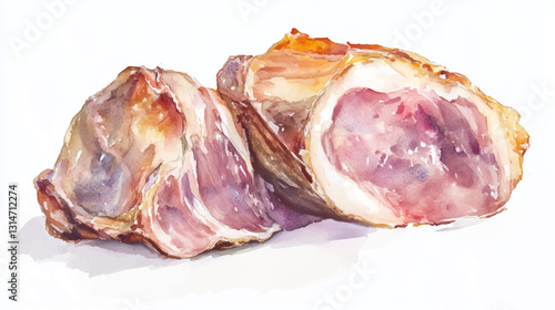 Vector illustration, pork shank
 watercolor illustration on white background