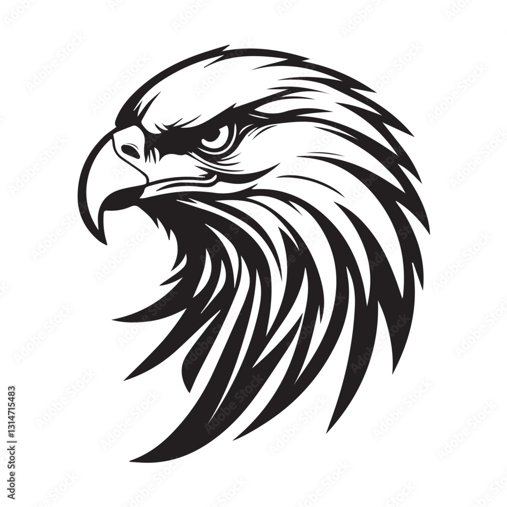 Obraz premium Powerful Black and White Eagle Head illustration
