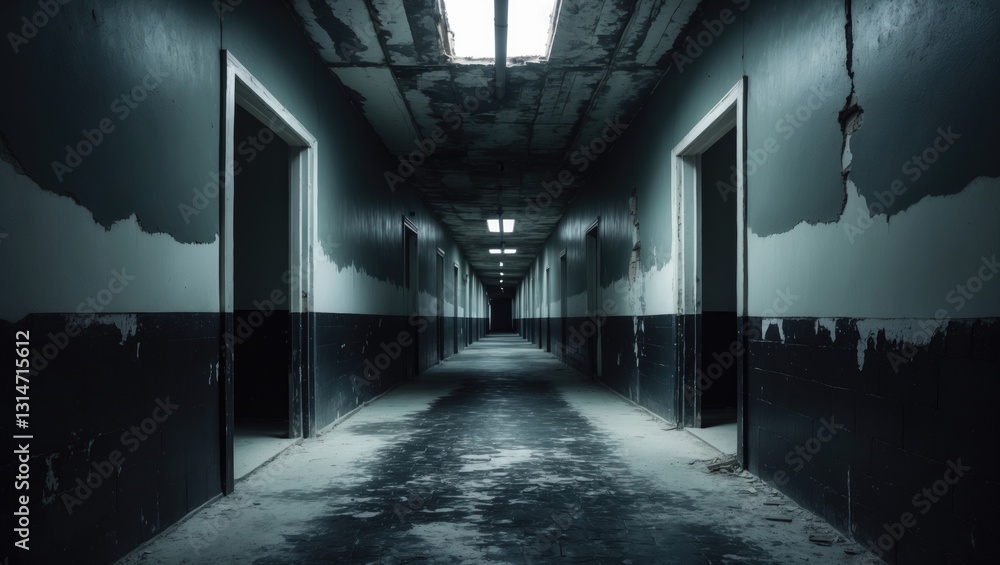 Fototapeta premium paranormal corridor passage in deserted structure