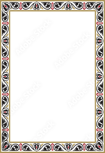 Vector colored square classic byzantine ornament. Rectangle, border, Ancient Greece, Eastern Roman Empire frame. Decoration of the Russian Orthodox Church