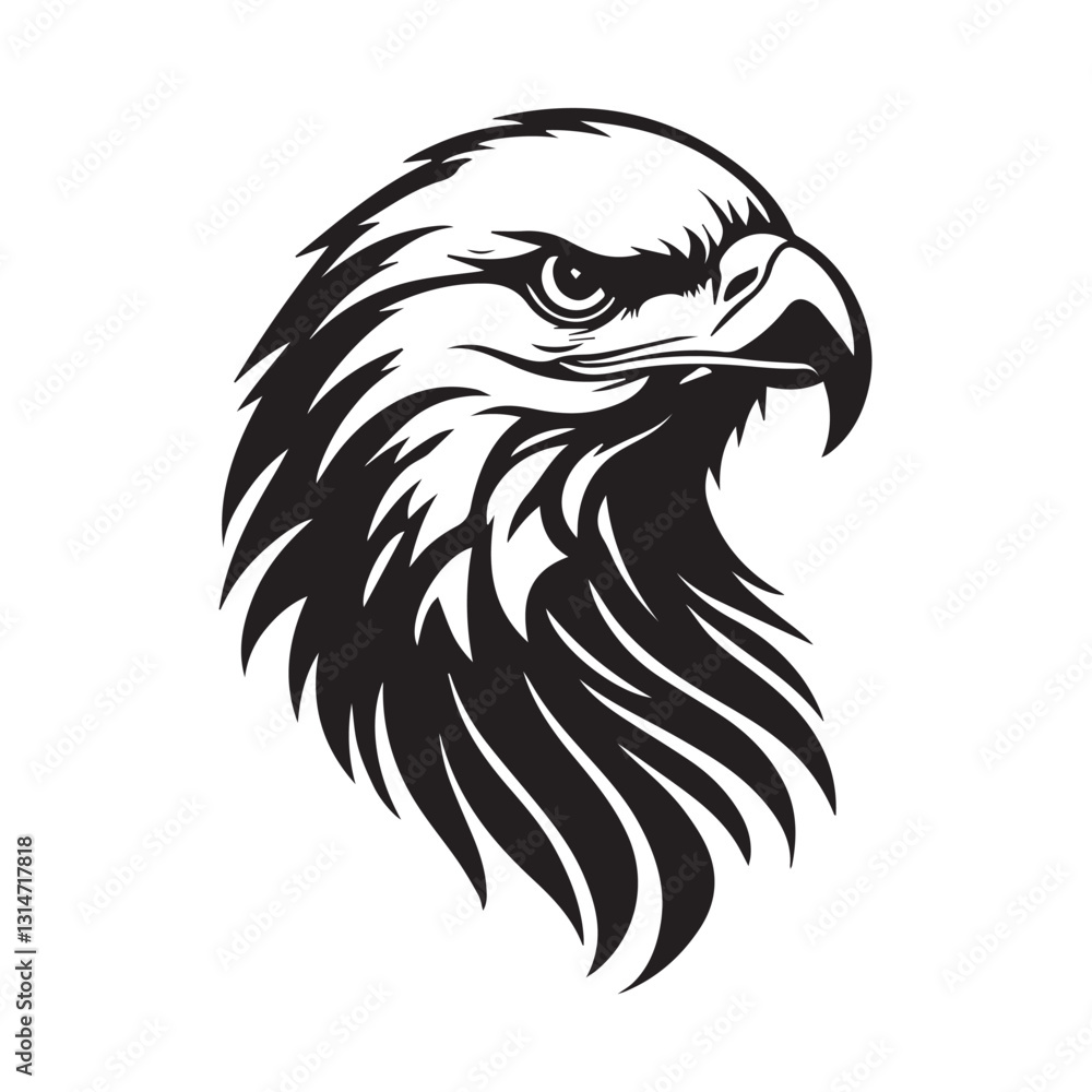 Fototapeta premium Powerful Black and White Eagle Head illustration