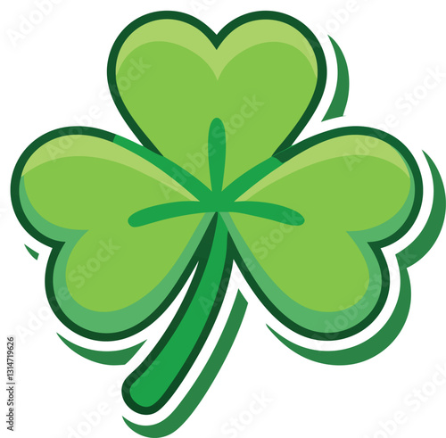 St Patrick Day sticker with clover leaf vector illustration