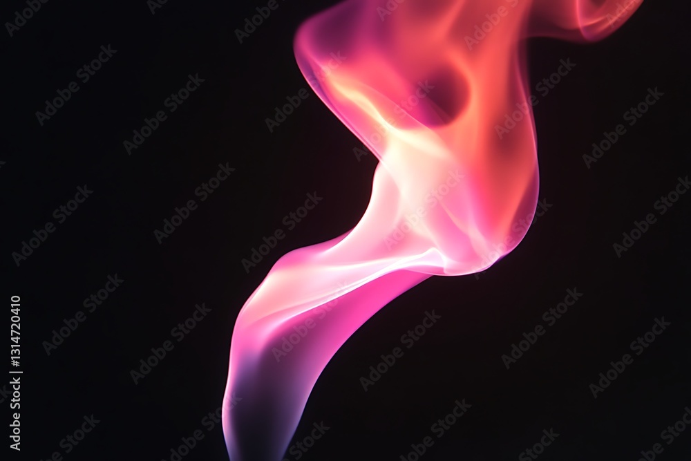 Obraz premium Abstract pink and orange smoke swirl on black background.