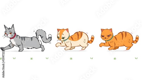 cats gather together and looking at camera with nice background