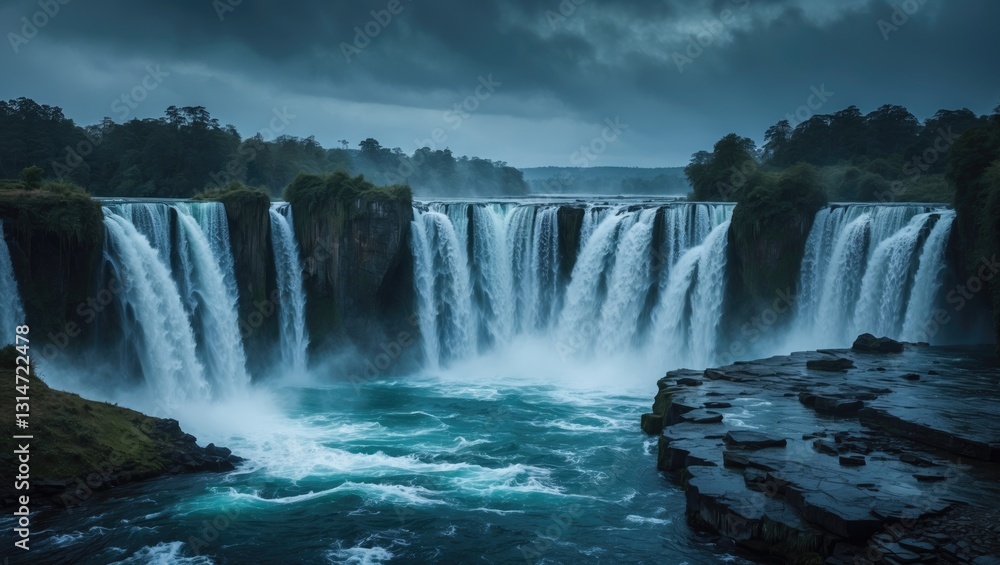 Fototapeta premium Stunning perspective of the waterfall.