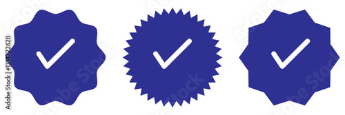 Blue check mark tick verification icon symbol vector.