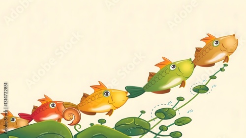 Underwater world of fish and marine inhabitants