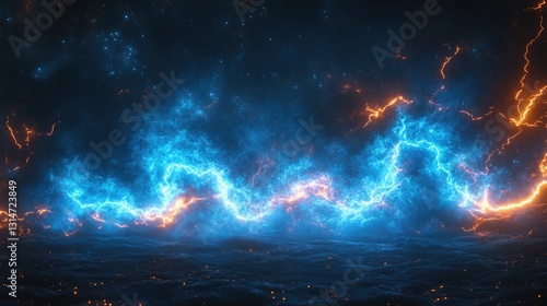 Wallpaper Mural Three glowing blue electric frames are positioned side by side against a dark background. Torontodigital.ca