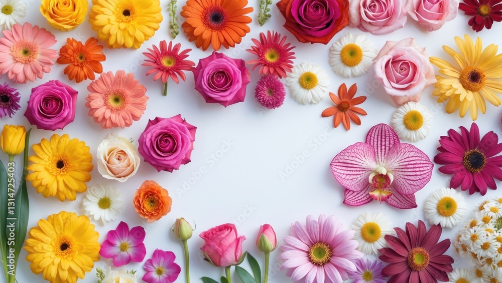 Set of various stunning flowers on a white background Set of various stunning flowers on a white background
