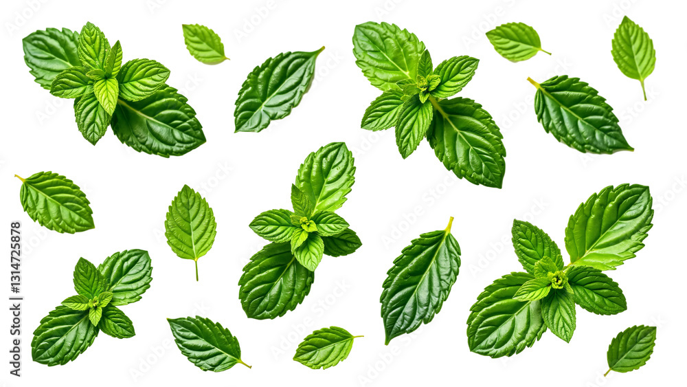 Fresh Mint Leaves Collection Isolated on Transparent Background for Culinary and Aromatherapy Use Fresh Mint Leaves Collection Isolated on Transparent Background for Culinary and Aromatherapy Use