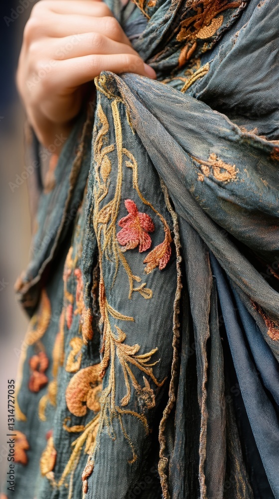 Fototapeta premium Clothing details, focusing on fabric texture . 