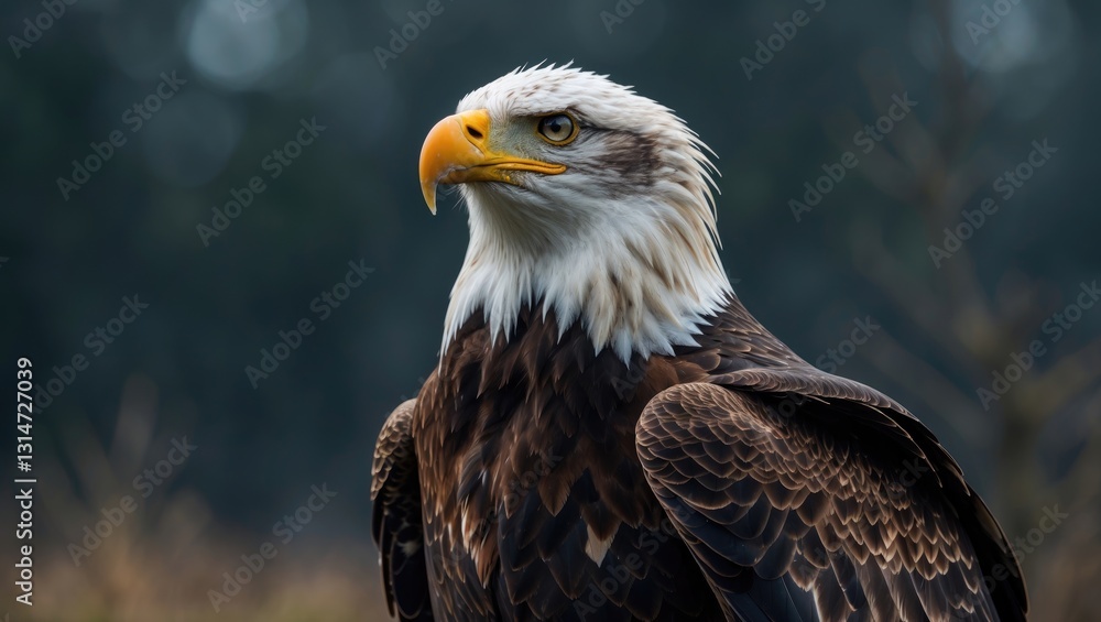 Obraz premium Bald Eagle captured in portrait style. Birds of Prey Centre.