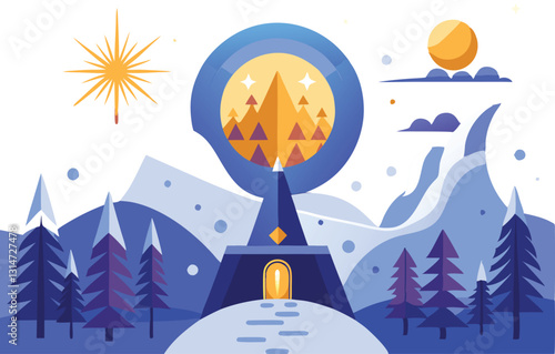 Winter solstice vector artwork illustration