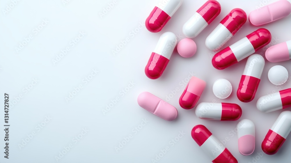 A vibrant collection of various capsules and pills scattered on a light background, showcasing their colorful designs and diverse shapes, representing pharmaceuticals. A vibrant collection of various capsules and pills scattered on a light background, showcasing their colorful designs and diverse shapes, representing pharmaceuticals.