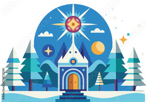 Winter solstice vector artwork illustration