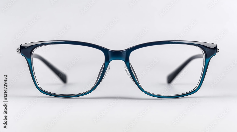 Modern eyeglasses with a minimalist design are displayed on a clean white backdrop, emphasizing their sleek and contemporary style Modern eyeglasses with a minimalist design are displayed on a clean white backdrop, emphasizing their sleek and contemporary style